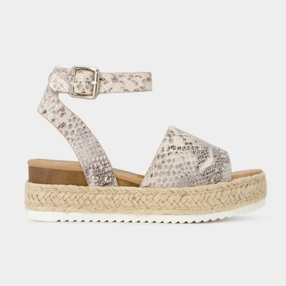 𝙇𝙖𝙨𝙩 𝙎𝙞𝙯 10🖤Snake Open Toe Espadrille - Picture 2 of 8